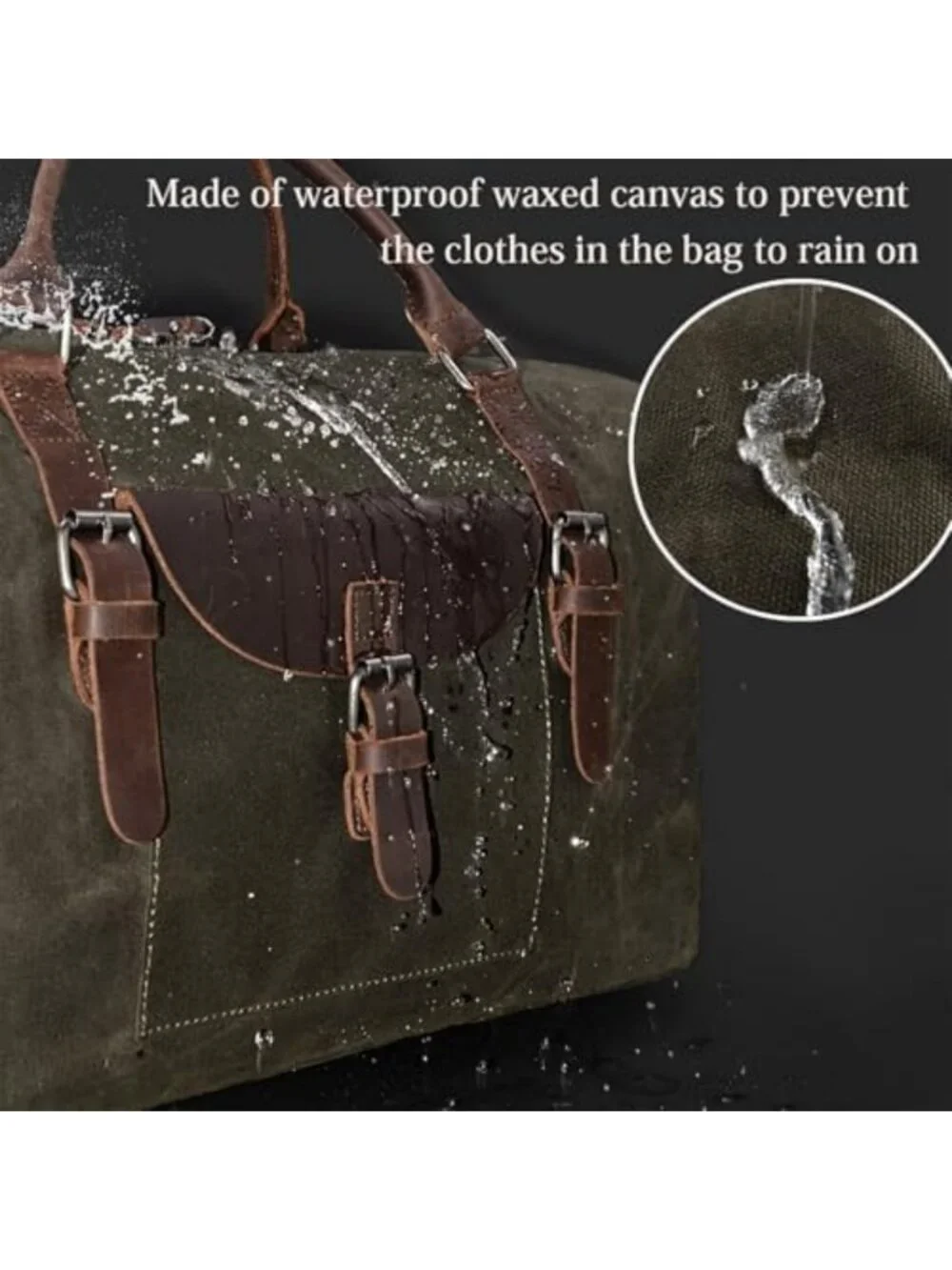 Waterproof Oversized Canvas Duffel Bag - Leather Trim Weekend Travel Tote